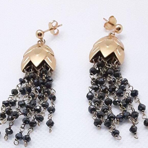 Designer Rebecca Hook yellow vermeil leaf chain post earrings - Picture 12 of 15